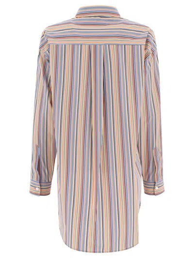 Etro Oversized Multicolor Shirt With Stripe Motif And Pegasus Embroidery In Cotton Woman In Orange