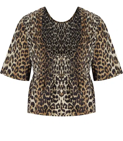 GANNI GANNI LEOPARD BLOUSE 