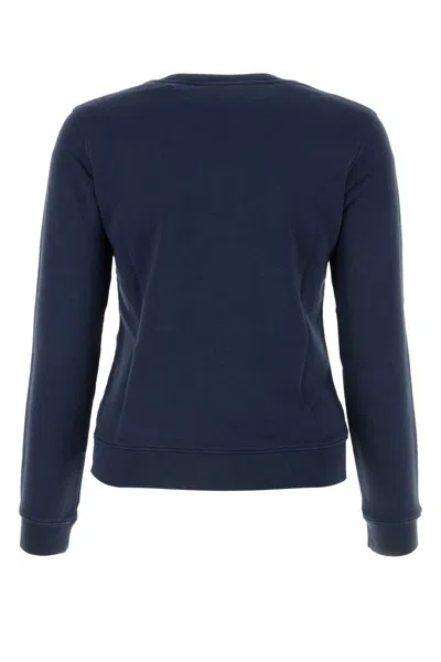Maison Kitsuné Blue Crewneck Sweater With Fox Head Logo Patch On The Front In Cotton Woman In Blue