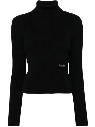 Patou Ribbed Roll-neck Sweater In Black