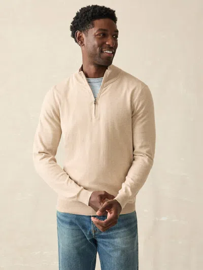 Faherty Movement&trade; Quarter Zip Sweater In Soft Dune Heather