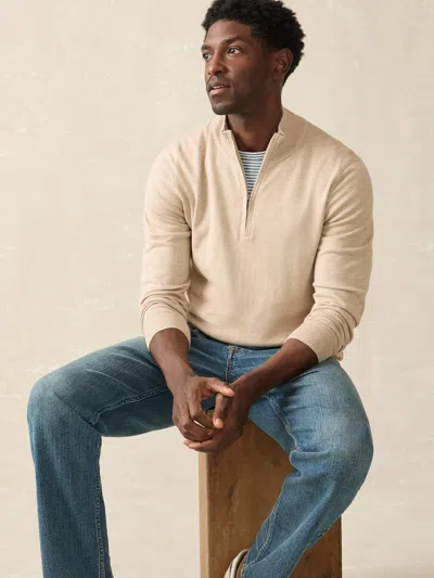 Faherty Movement&trade; Quarter Zip Sweater In Soft Dune Heather