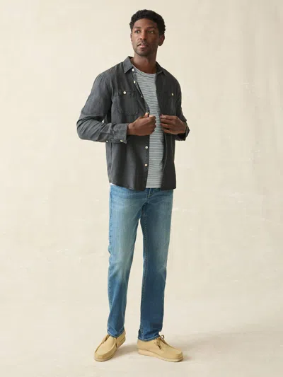 Faherty Tried & True Chambray Workshirt In Durango Black