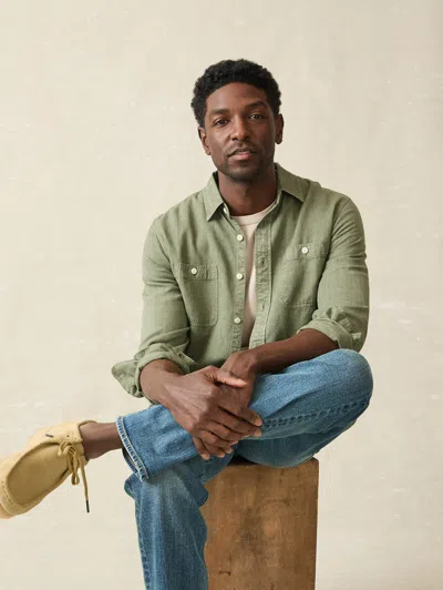 Faherty The Tried And True Chambray Workshirt In Desert Olive