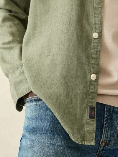 Faherty The Tried And True Chambray Workshirt In Desert Olive