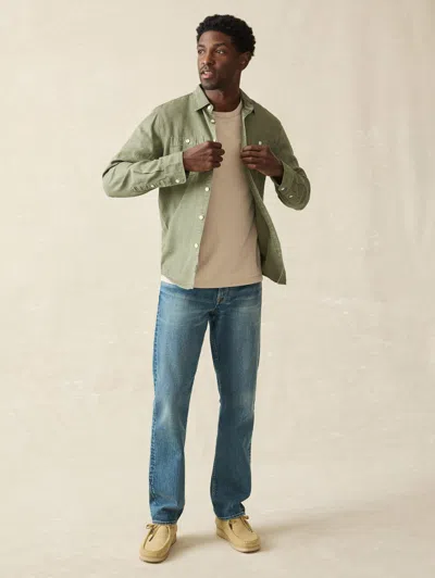 Faherty The Tried And True Chambray Workshirt In Desert Olive