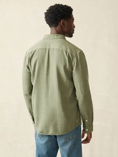 Faherty The Tried And True Chambray Workshirt In Desert Olive