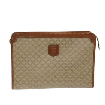 Pre-owned Celine Macadam Canvas Clutch Bag () In Beige
