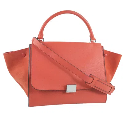 Pre-owned Celine Trapèze Leather Handbag () In Orange