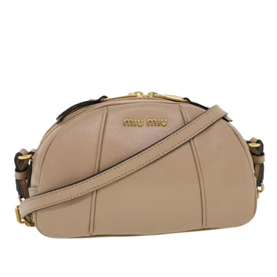 Pre-owned Miu Miu Leather Shoulder Bag () In Beige
