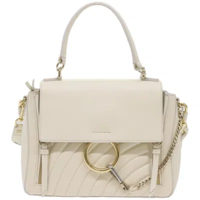 Pre-owned Chloé Faye Day Leather Shoulder Bag () In White