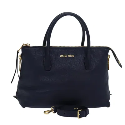 Pre-owned Miu Miu Leather Handbag () In Blue