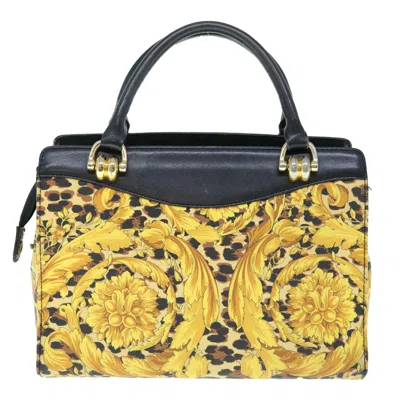 Pre-owned Versace Canvas Handbag () In Yellow