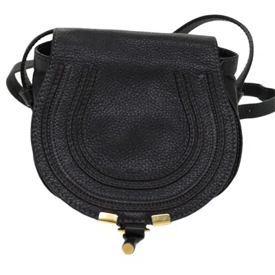 Pre-owned Chloé Marcie Leather Shoulder Bag () In Black