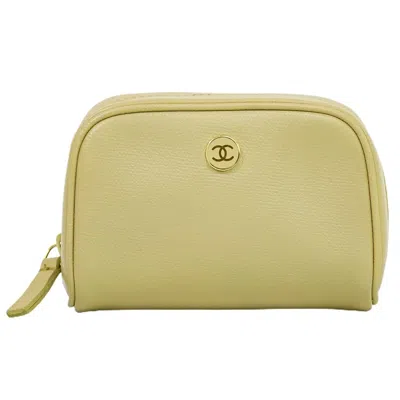 Pre-owned Chanel Coco Mark Leather Wallet () In Beige
