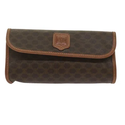 Pre-owned Celine Macadam Canvas Clutch Bag () In Brown
