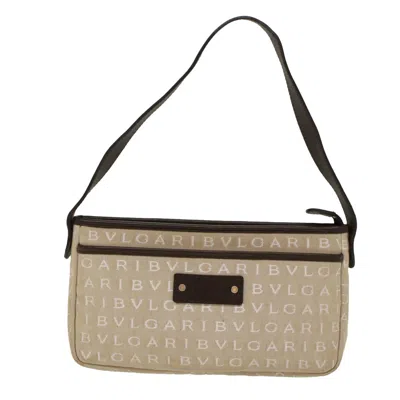 Pre-owned Bulgari Canvas Shoulder Bag () In Beige