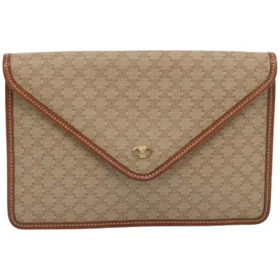 Pre-owned Celine Macadam Canvas Clutch Bag () In Beige