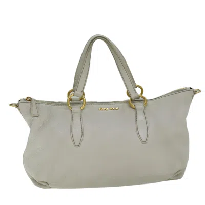 Pre-owned Miu Miu Vitello Leather Handbag () In Beige
