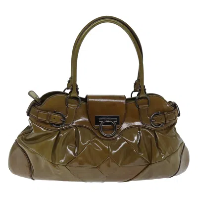 Pre-owned Ferragamo Marisa Patent Leather Handbag () In Brown