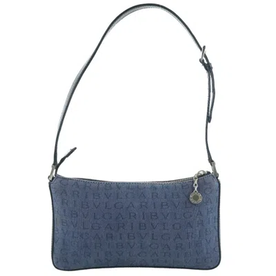 Pre-owned Bulgari Logo Mania Blue Denim - Jeans Shoulder Bag ()
