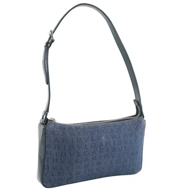Pre-owned Bulgari Logo Mania Blue Denim - Jeans Shoulder Bag ()