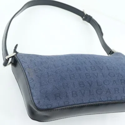 Pre-owned Bulgari Logo Mania Blue Denim - Jeans Shoulder Bag ()