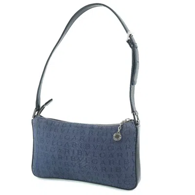 Pre-owned Bulgari Logo Mania Blue Denim - Jeans Shoulder Bag ()