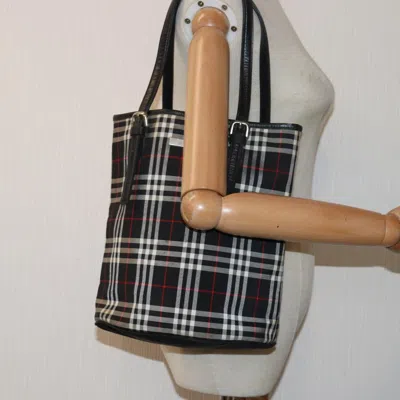 Pre-owned Burberry Nova Check Black Synthetic Tote Bag ()