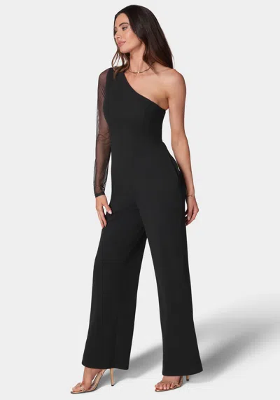 Bebe Celeste One Shoulder Jumpsuit In Black