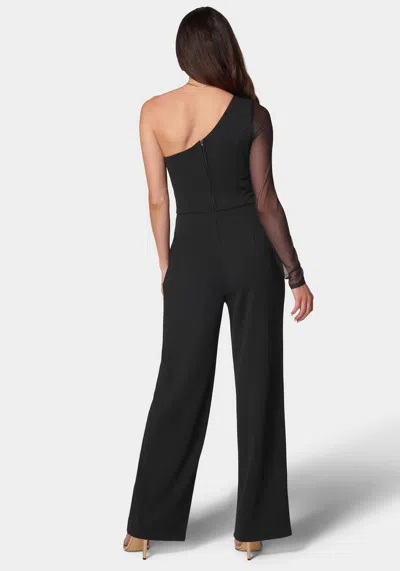 Bebe Celeste One Shoulder Jumpsuit In Black