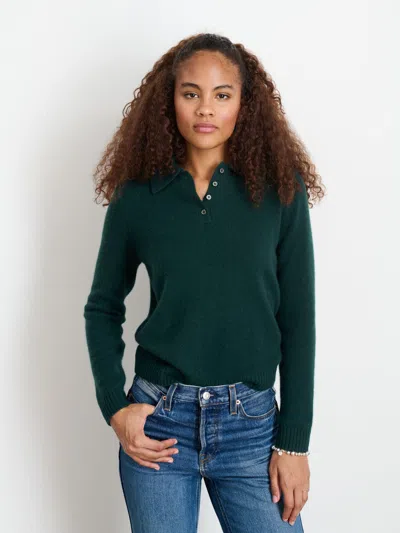 Alex Mill Alice Cashmere Polo Sweater In Cypress Green