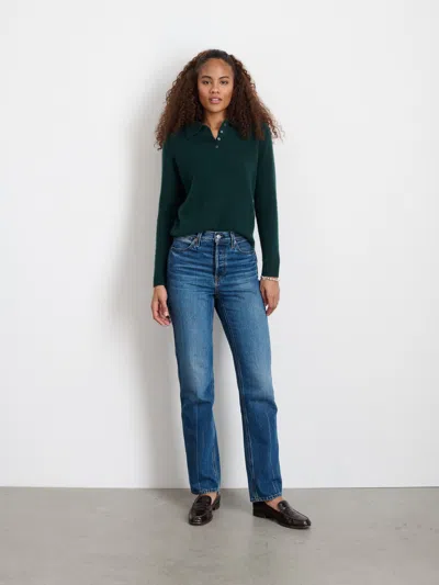 Alex Mill Alice Cashmere Polo Sweater In Cypress Green