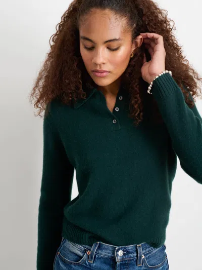 Alex Mill Alice Cashmere Polo Sweater In Cypress Green