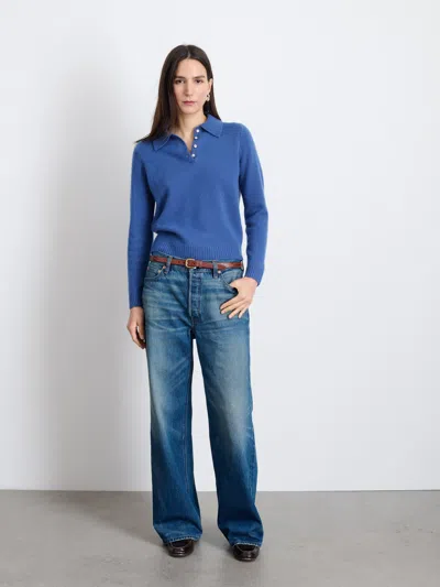 Alex Mill Alice Cashmere Polo Sweater In Infinity Blue