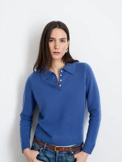 Alex Mill Alice Cashmere Polo Sweater In Infinity Blue