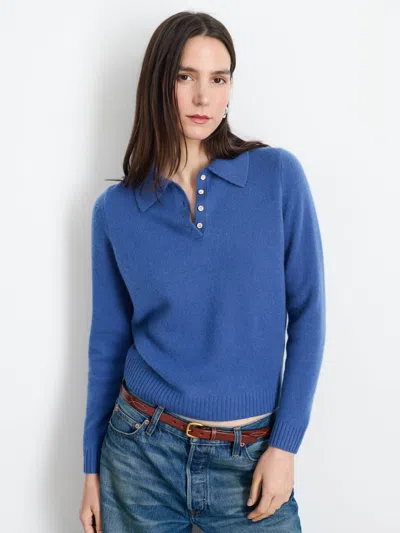 Alex Mill Alice Cashmere Polo Sweater In Infinity Blue