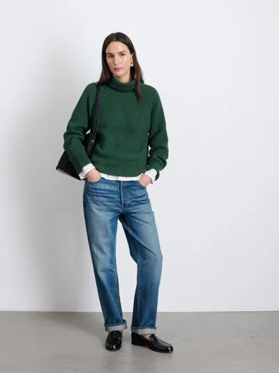 Alex Mill Chelsea Turtleneck In Cotton Cashmere In Hunter Green
