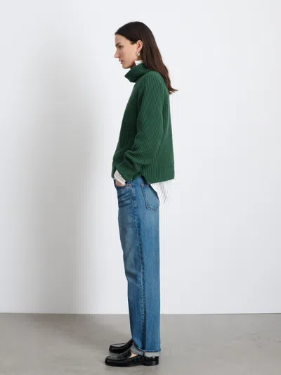 Alex Mill Chelsea Turtleneck In Cotton Cashmere In Hunter Green