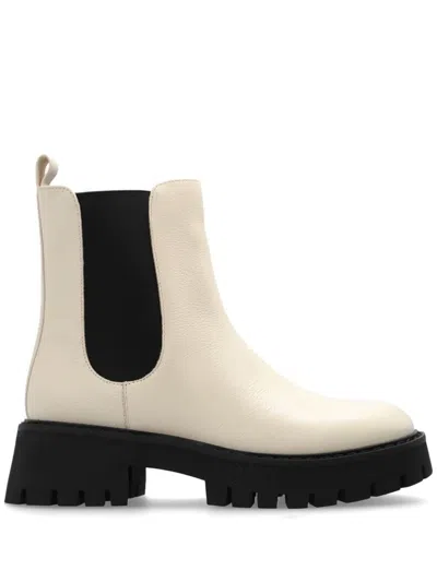 Michael Kors Asher Calf Leather Ankle Boots In Beige