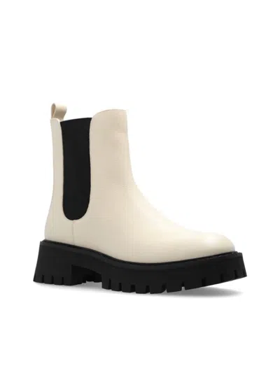 Michael Kors Asher Calf Leather Ankle Boots In Beige