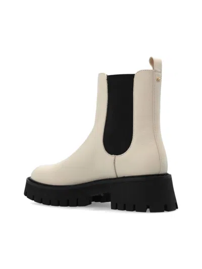 Michael Kors Asher Calf Leather Ankle Boots In Beige