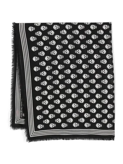 Shop Alexander Mcqueen Alexander Mc Queen Biker Skull Wool Scarf