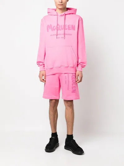 Alexander Mcqueen Bermuda Shorts With Graffiti Logo Print