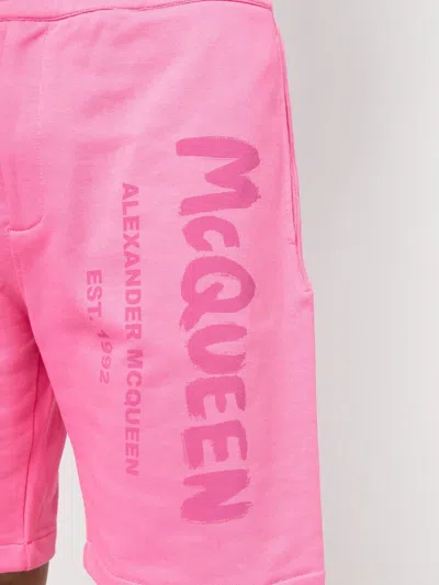 Alexander Mcqueen Bermuda Shorts With Graffiti Logo Print