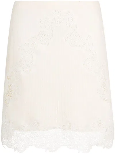 Chloé Guipure Lace-trimmed Ribbed Wool Mini Skirt