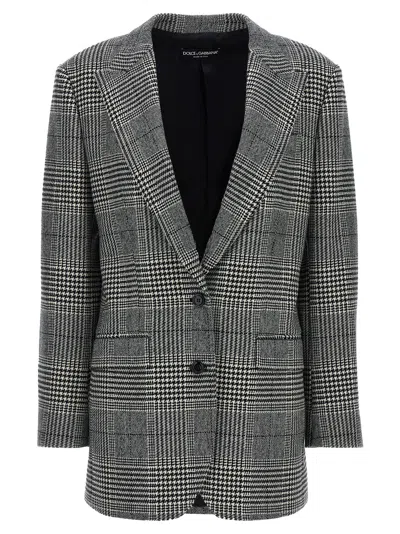 Dolce & Gabbana Grey Single-breasted Jacket With Peak Revers In Wool And Cashmere Woman