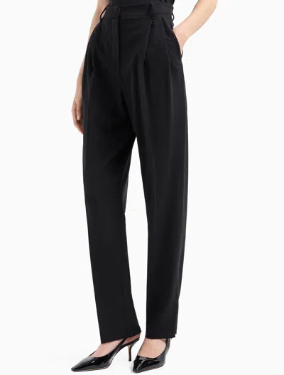 Emporio Armani Sablé Stretch Fabric Trousers With Pleats