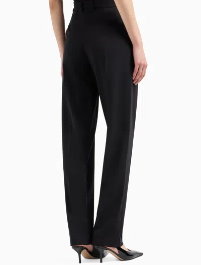 Emporio Armani Sablé Stretch Fabric Trousers With Pleats