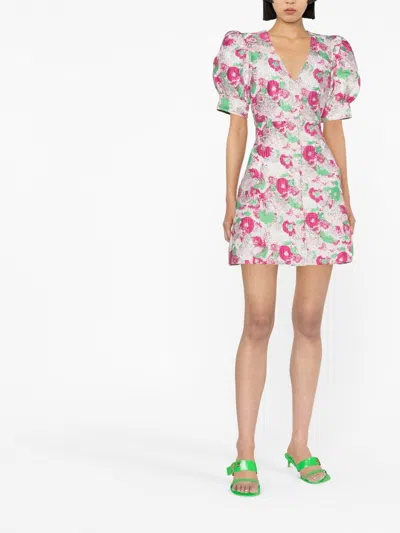 Ganni 3d Jacquard Button Down Mini Dress